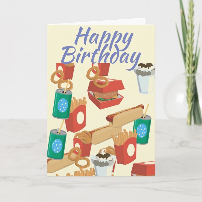 Burgers and hotdogs birthday card (Front)