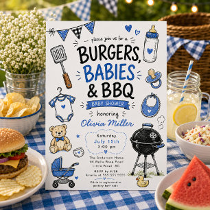 Burgers, Babies & BBQ Baby Shower Invite