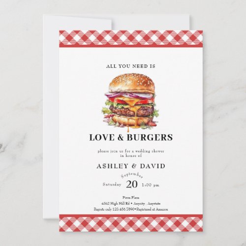 Burgers BBQ  Couples Shower Invitation