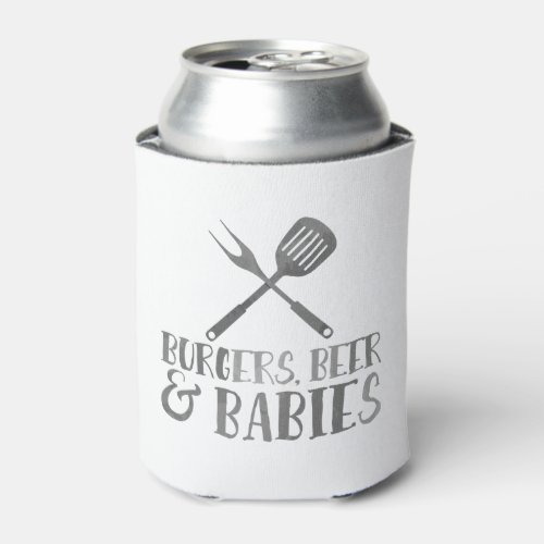 Burgers Beer and Babies BBQ Baby Shower Can Cooler