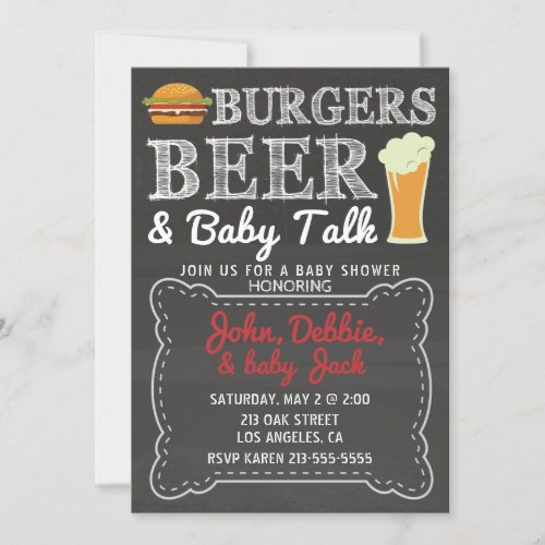Burgers Beer  Baby Talk Baby Shower Invitation