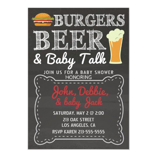 Burgers Beer Baby Talk Shower Invitation Zazzle