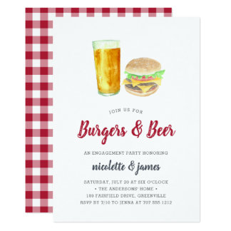 Burgers & Beer Engagement Party Invitation