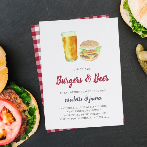 Burgers  Beer Engagement Party Invitation