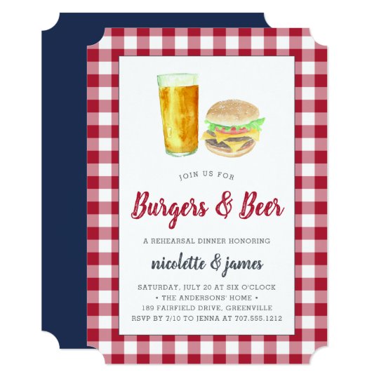 burgers beer rehearsal dinner
