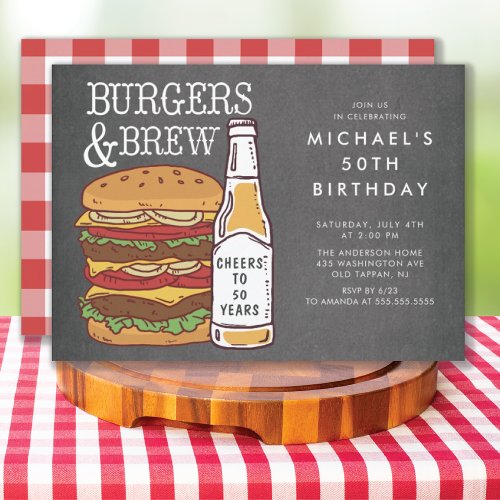 Burgers  Brew Barbecue Birthday Invitation