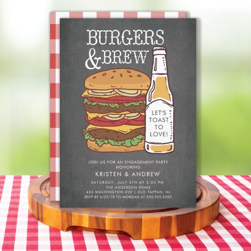 Burgers  Brew Barbecue Engagement Invitation