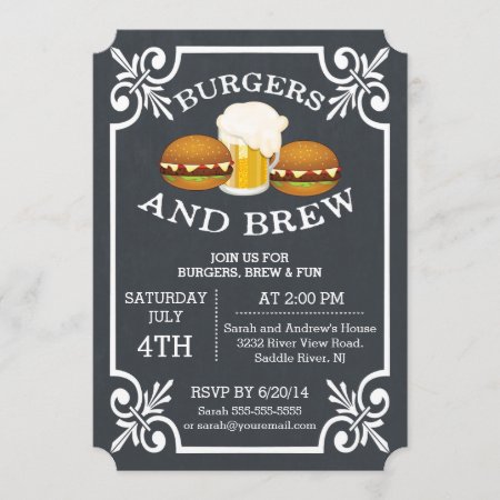 Burgers & Brew Barbecue Party Invitation