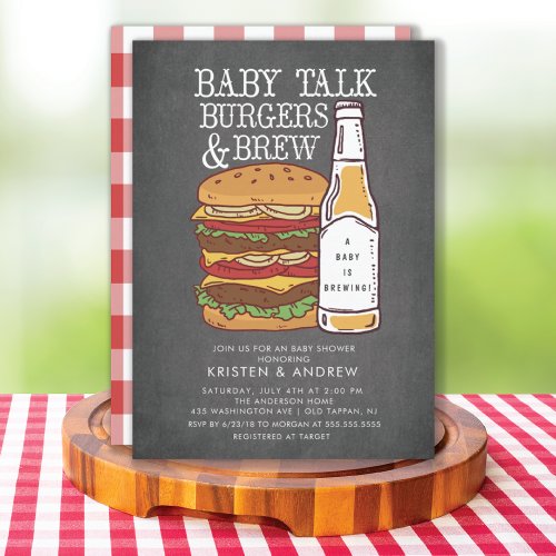 Burgers  Brew Couples Baby Shower Invitation