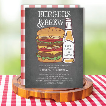 Burgers & Brew Couples Shower Invitation by invitationstop at Zazzle