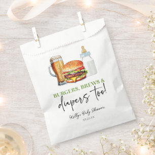 Burgers Brews and Diapers Too! Baby Shower Favor Bag