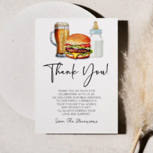 Burgers Brews and Diapers Too! Baby Shower Thank You Card