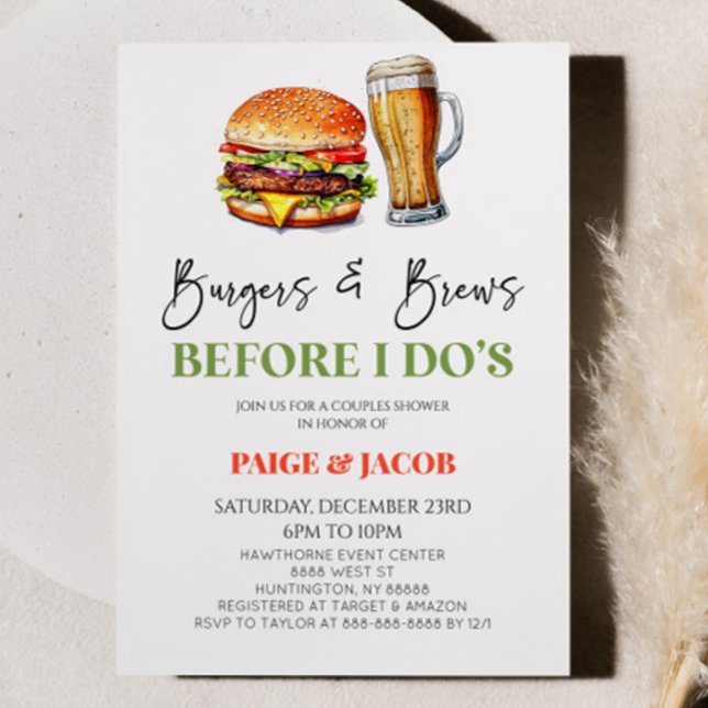 Burgers & Brews Before I Do's Couples Shower Invitation (Creator Uploaded)