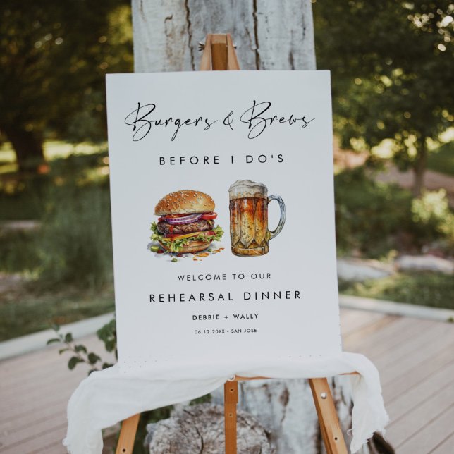 Burgers & Brews Before I Dos Rehearsal Dinner Sign (Creator Uploaded)