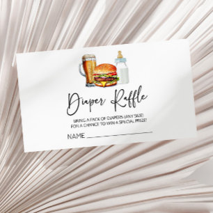 Burgers Brews Diapers Baby Shower Diaper Raffle Enclosure Card