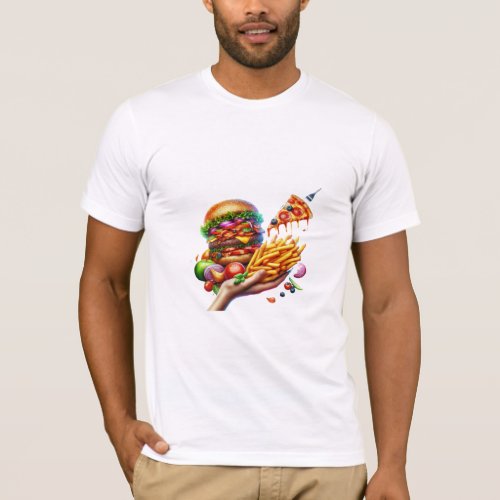 Burgers chips and pizza T_Shirt