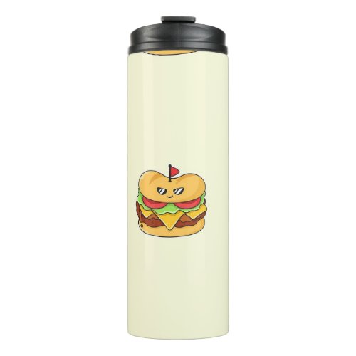 Burgers food character pattern thermal tumbler