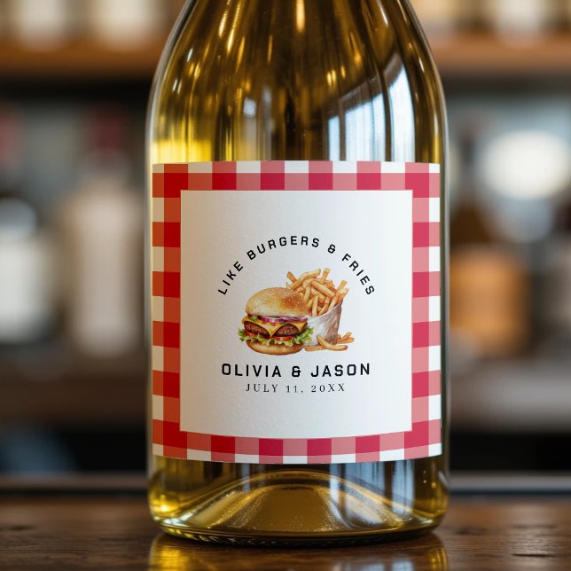Burgers & Fries Picnic Wedding Shower Sparkling Wine Label (Burgers & Fries Picnic Wedding Shower Sparkling Wine Label
)