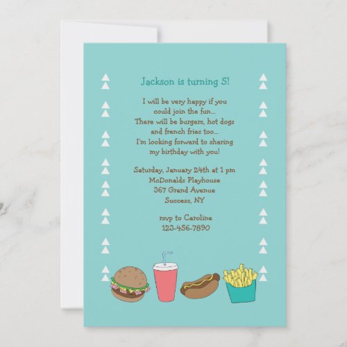Burgers Hot Dogs and Fries Invitation