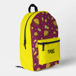 Burgers pattern printed backpack