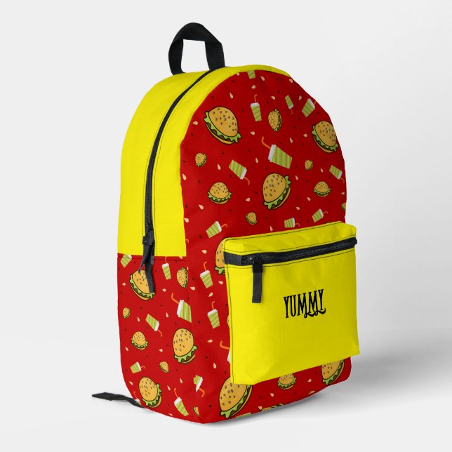 Burgers pattern printed backpack (Back Corner Left)