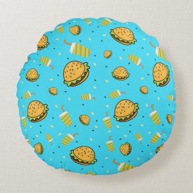 Burgers pattern round pillow (Front)