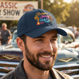 Burgers Shakes Rock n' Roll Retro Hat