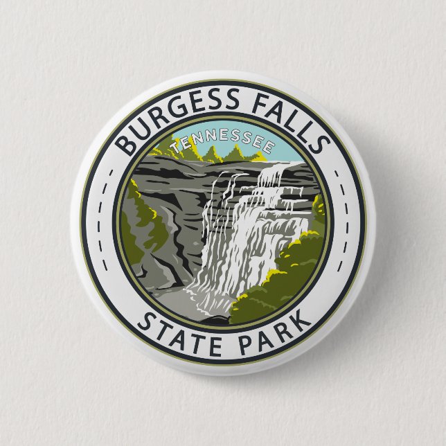 Burgess Falls State Park Tennessee Badge Button (Front)