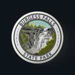 Burgess Falls State Park Tennessee Badge Button<br><div class="desc">Burgess Falls State Park illustration in a badge style circle. Burgess Falls State Park is a state park and state natural area in Putnam County and White County,  Tennessee.</div>