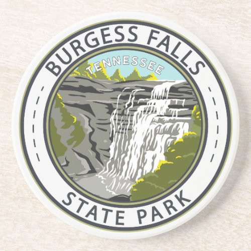 Burgess Falls State Park Tennessee Badge Coaster