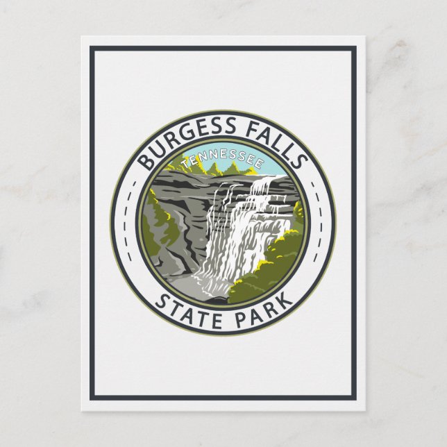 Burgess Falls State Park Tennessee Badge Postcard (Front)