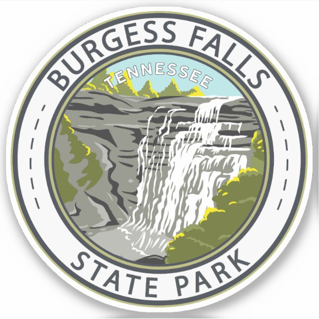 Burgess Falls State Park Tennessee Badge Sticker (Front)