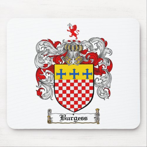 BURGESS FAMILY CREST _  BURGESS COAT OF ARMS MOUSE PAD