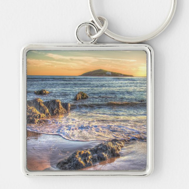 Burgh Island from Bantham at Sundown... Keychain (Front)