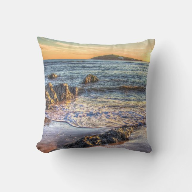Burgh Island from Bantham at Sundown... Throw Pillow (Front)
