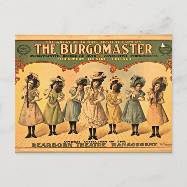 Burgomaster vintage theater poster postcard (Front)