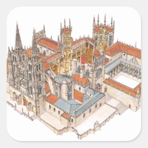 Burgos Cathedral Spain Square Sticker