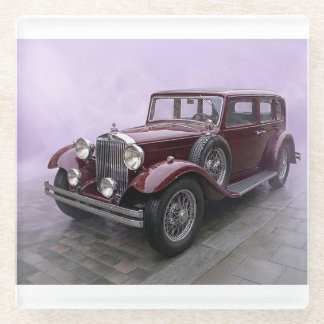 Burgundy 1930's Luxury Sedan Glass Coaster
