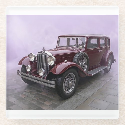 Burgundy 1930's Luxury Sedan Glass Coaster