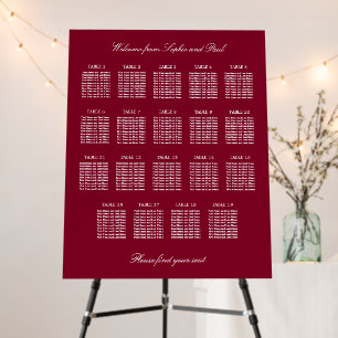 Burgundy 19 Table Wedding Seating Chart Foam Board