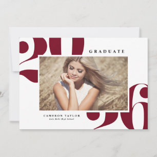 Burgundy 2026 Bold Typography Photo Graduation Invitation