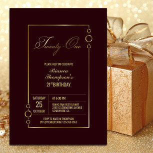 Burgundy 21st Birthday Party Invitation