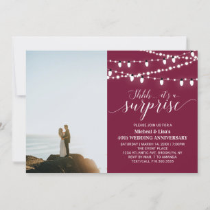 Burgundy 40th Photo Wedding Anniversary Invitation