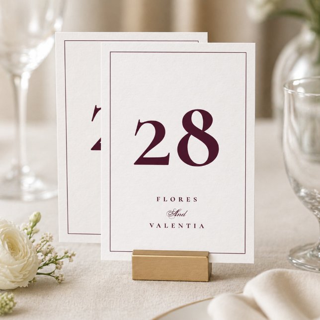 Burgundy 5 x 7 Wedding Table Number Card (Creator Uploaded)