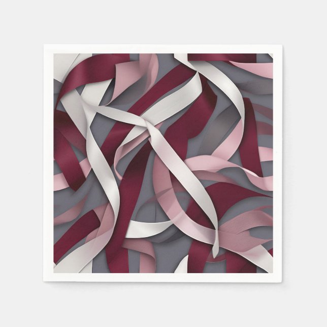 Burgundy Abstract Ribbon Napkins (Front)