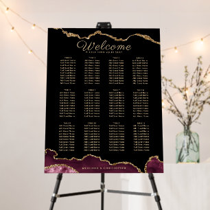 Burgundy Agate 12-Table Wedding Seating Chart Foam Board