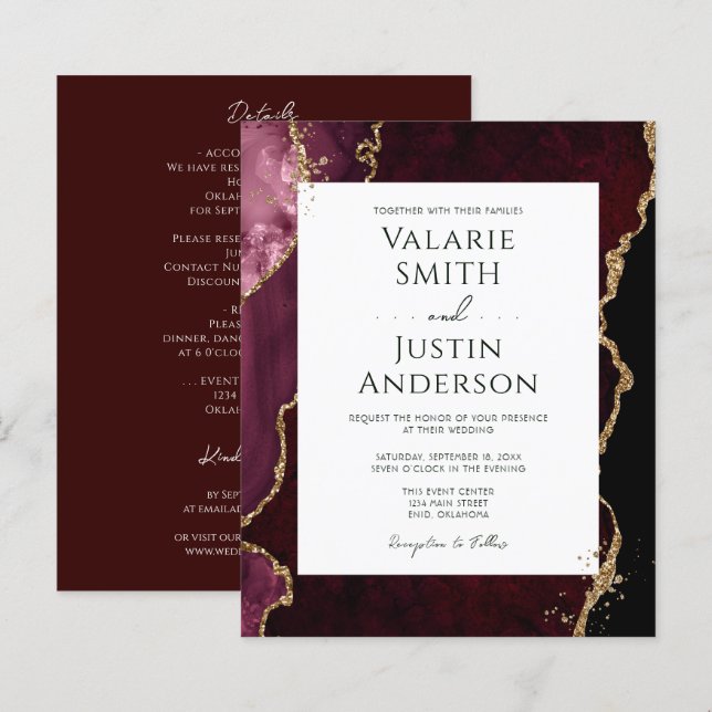 Burgundy Agate Budget Wedding All in One (Front/Back)