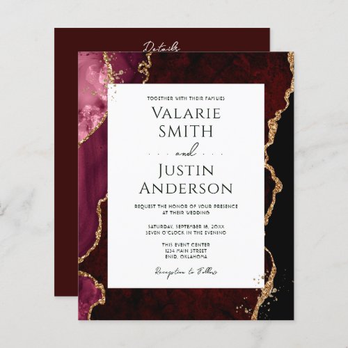 Burgundy Agate Budget Wedding All in One