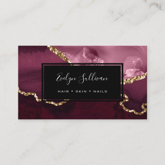 burgundy agate business card (Front)