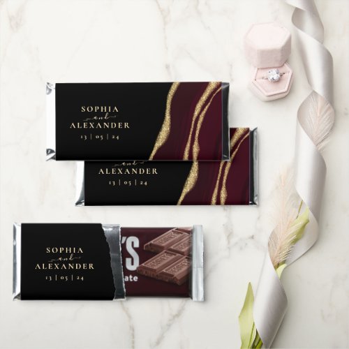 Burgundy agate gemstone  hershey bar favors